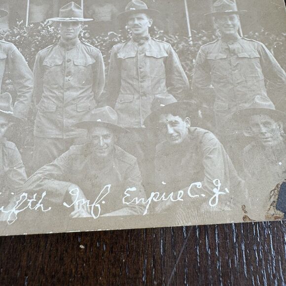 Real Photo Postcard Vintage Military Soldiers 1st Squad 5th Infantry Empire RPPC - Picture 4 of 7